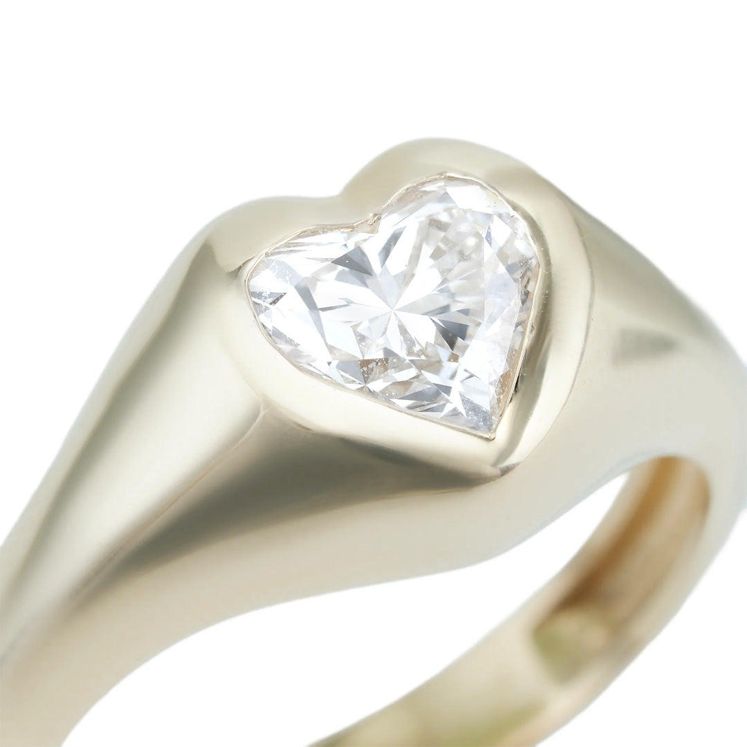 1ct Heart LGD Gold Signet Ring