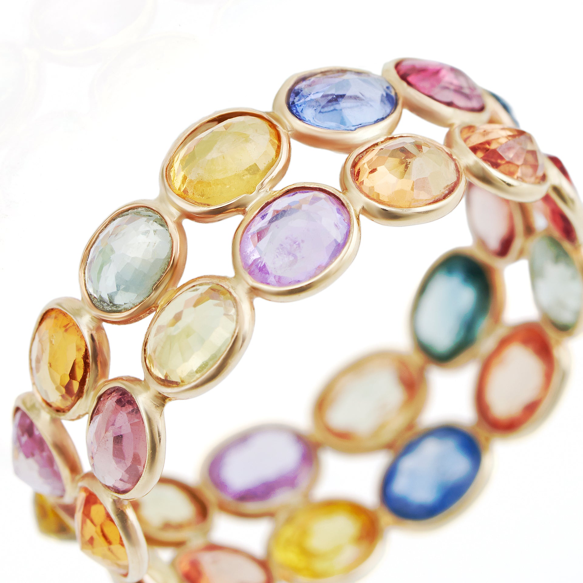 Natural Multi Sapphire Double Eternity Ring