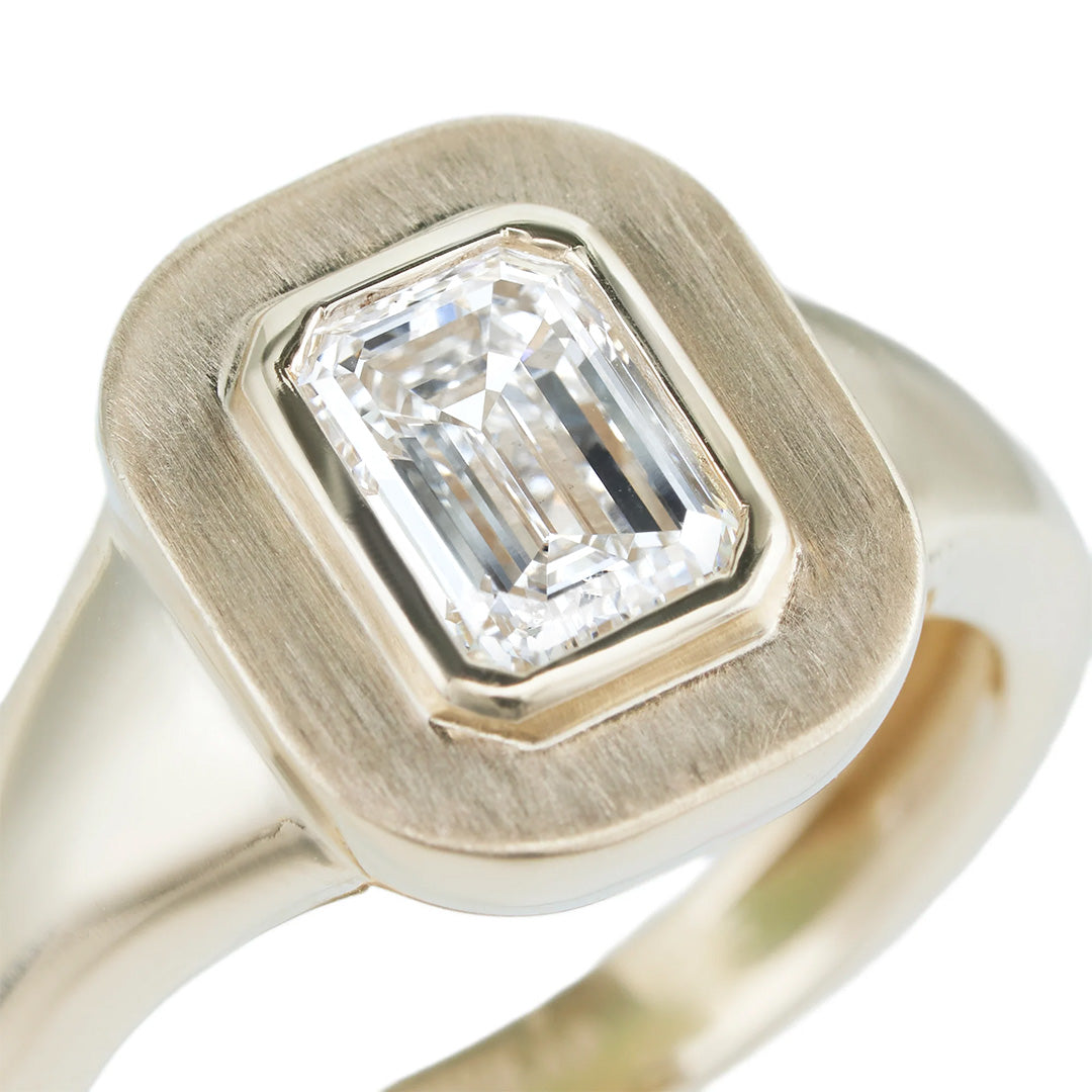 1ct Emerald Cut LGD Gold Signet Ring
