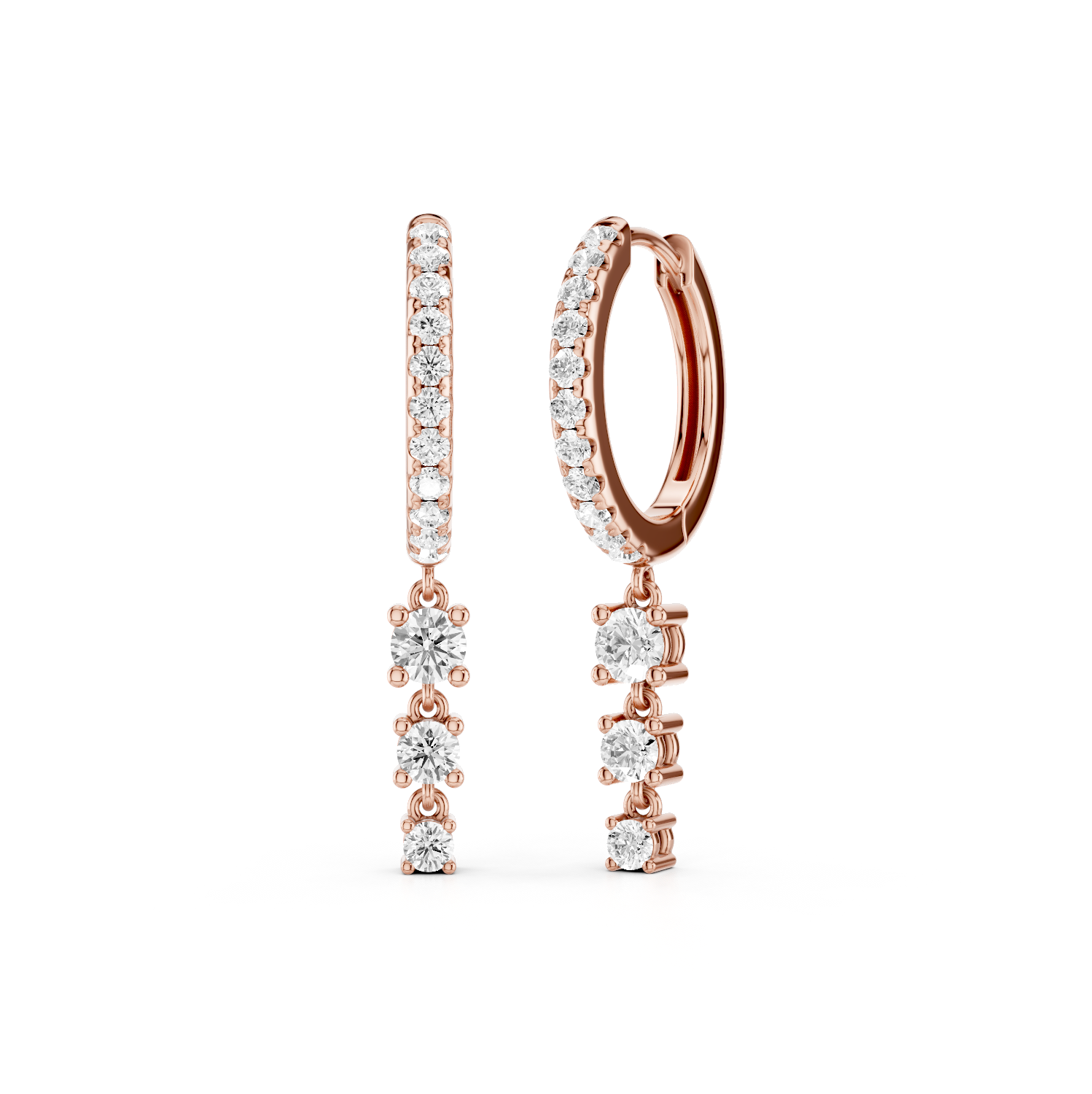 LGD Hoop Earrings with Tapered Dangling Diamonds