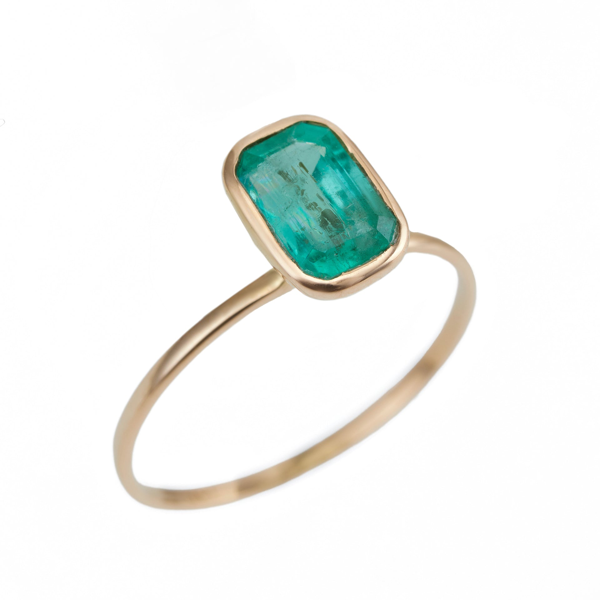 Delicate Emerald Rectangle Ring