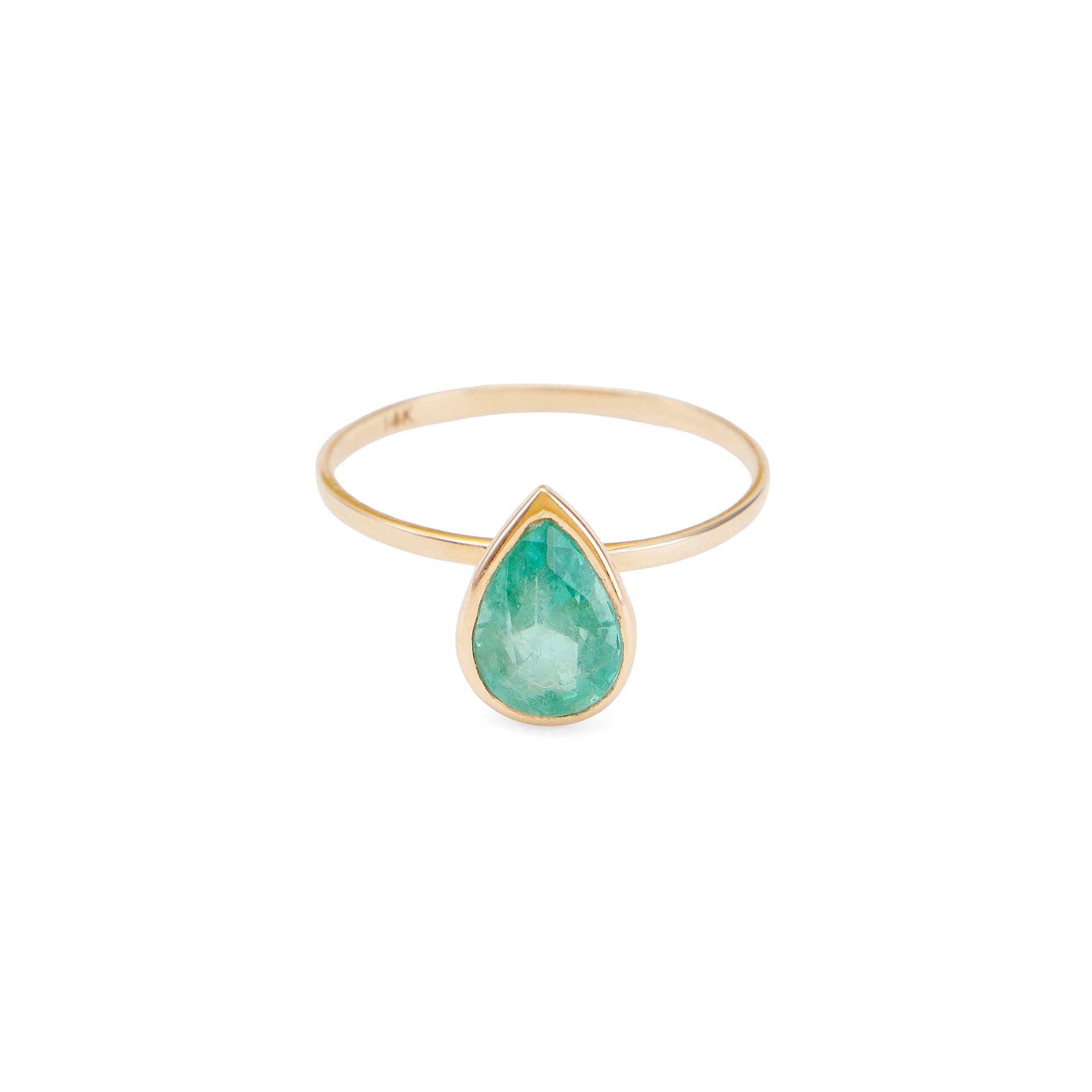 Delicate Emerald Pear Ring