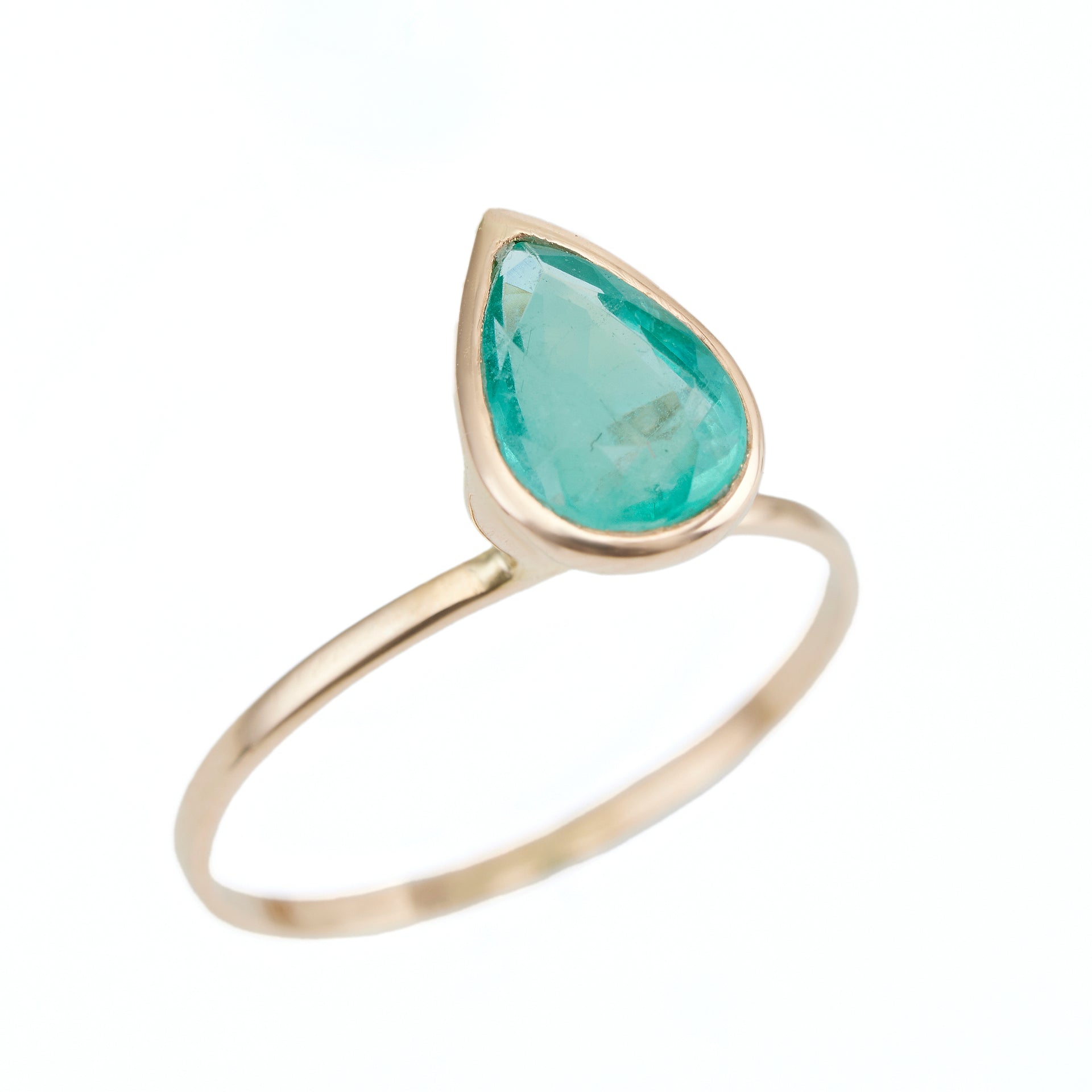 Delicate Emerald Pear Ring