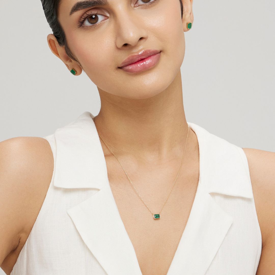 Everyday Bezel Emerald Necklace