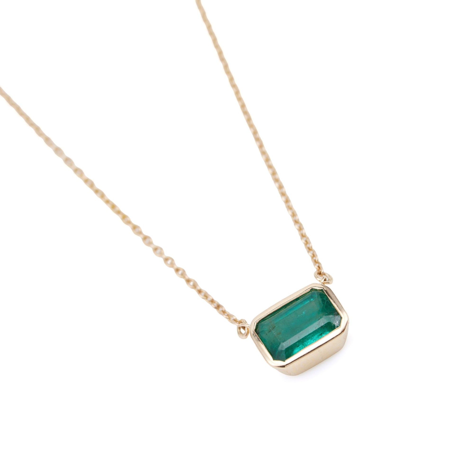 Everyday Bezel Emerald Necklace