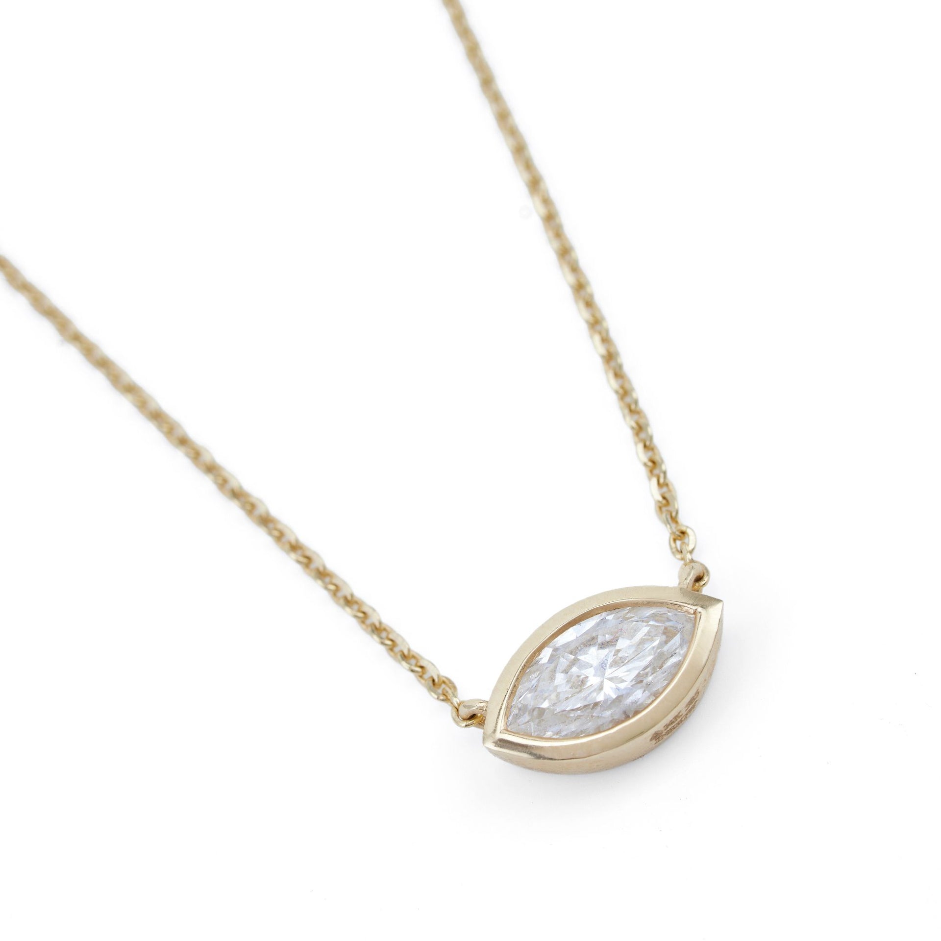 1ct Marquise LGD Gold Necklace-Bezel