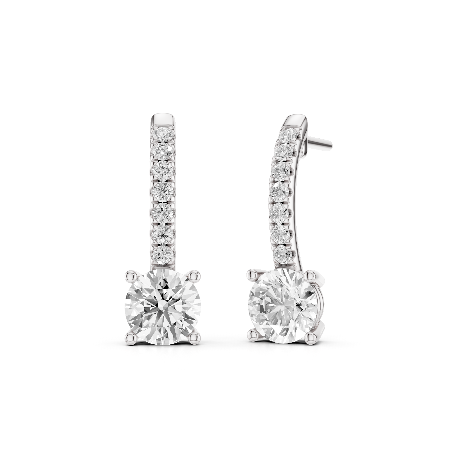 Half Hoop LGD Earrings with 0.80ct Round Solitaires