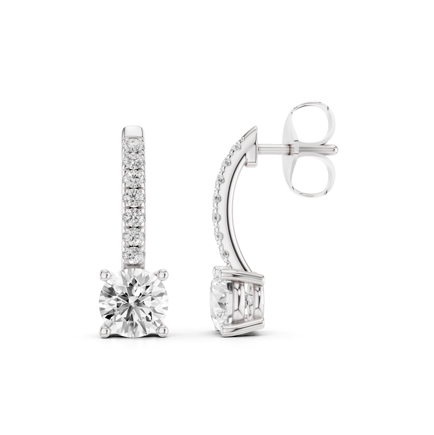 Half Hoop LGD Earrings with 0.80ct Round Solitaires