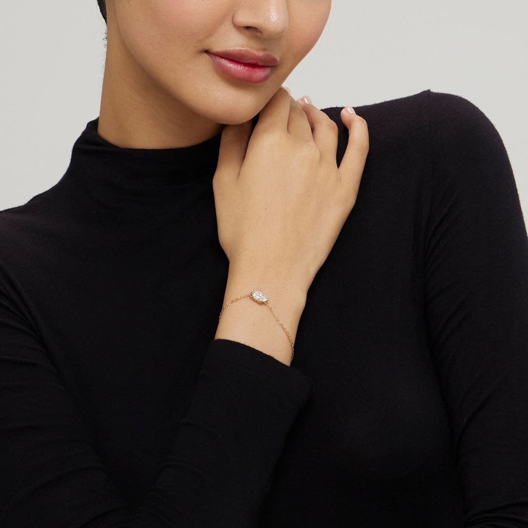 1ct Marquise LGD Gold Bracelet-East West