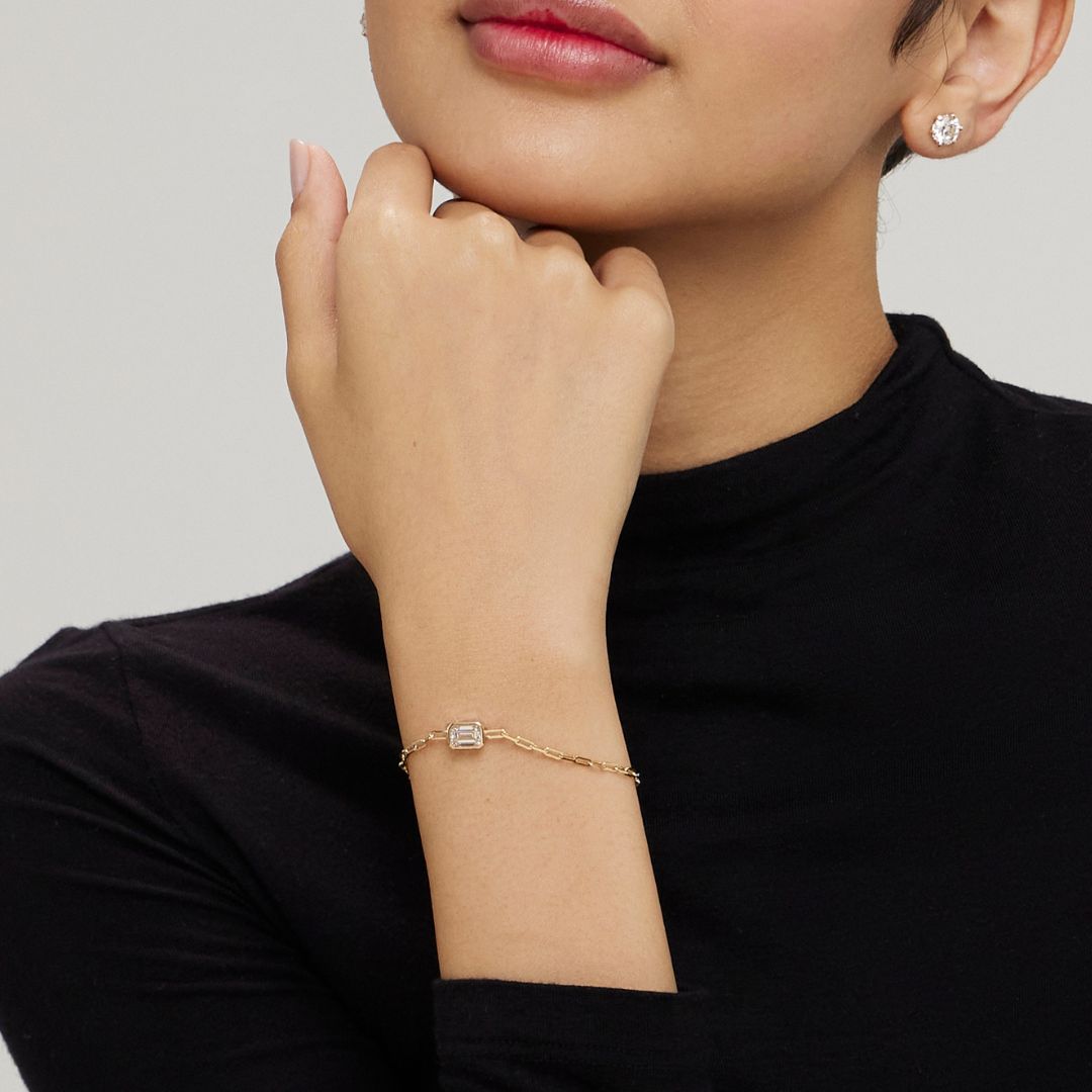 1ct Emerald Cut LGD Gold Bracelet