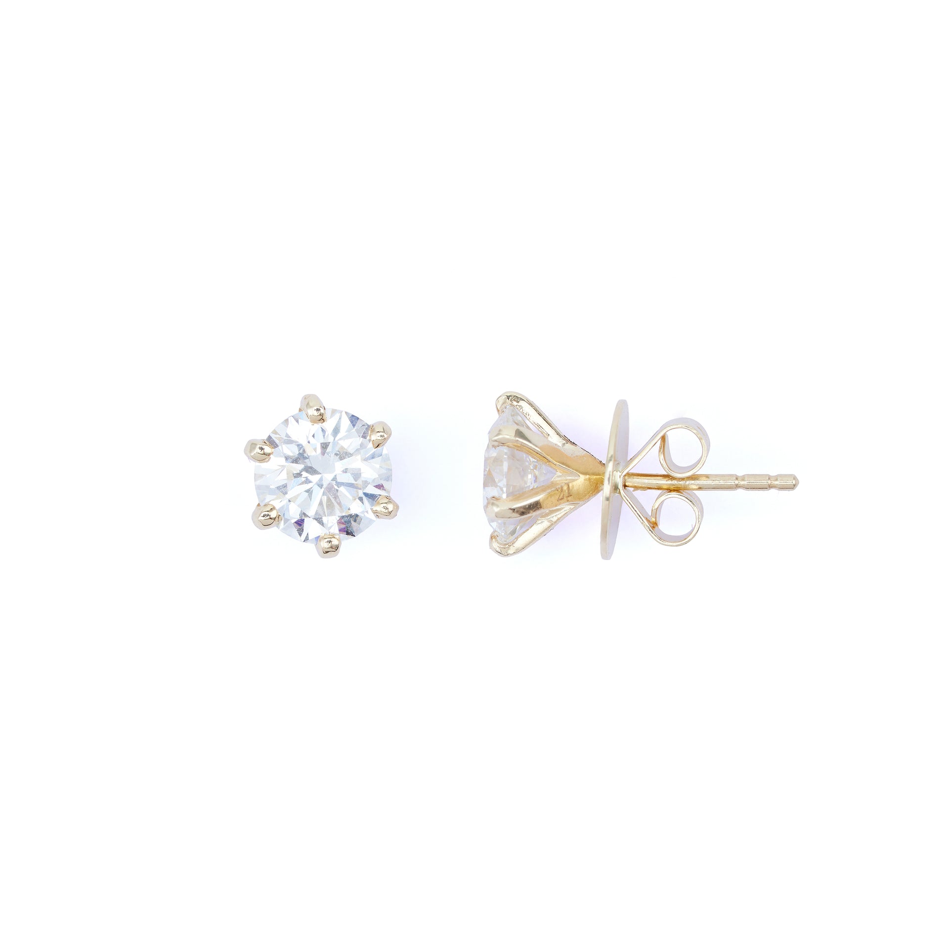 3ct Round LGD Solitaire Gold Pair- 6 Prong