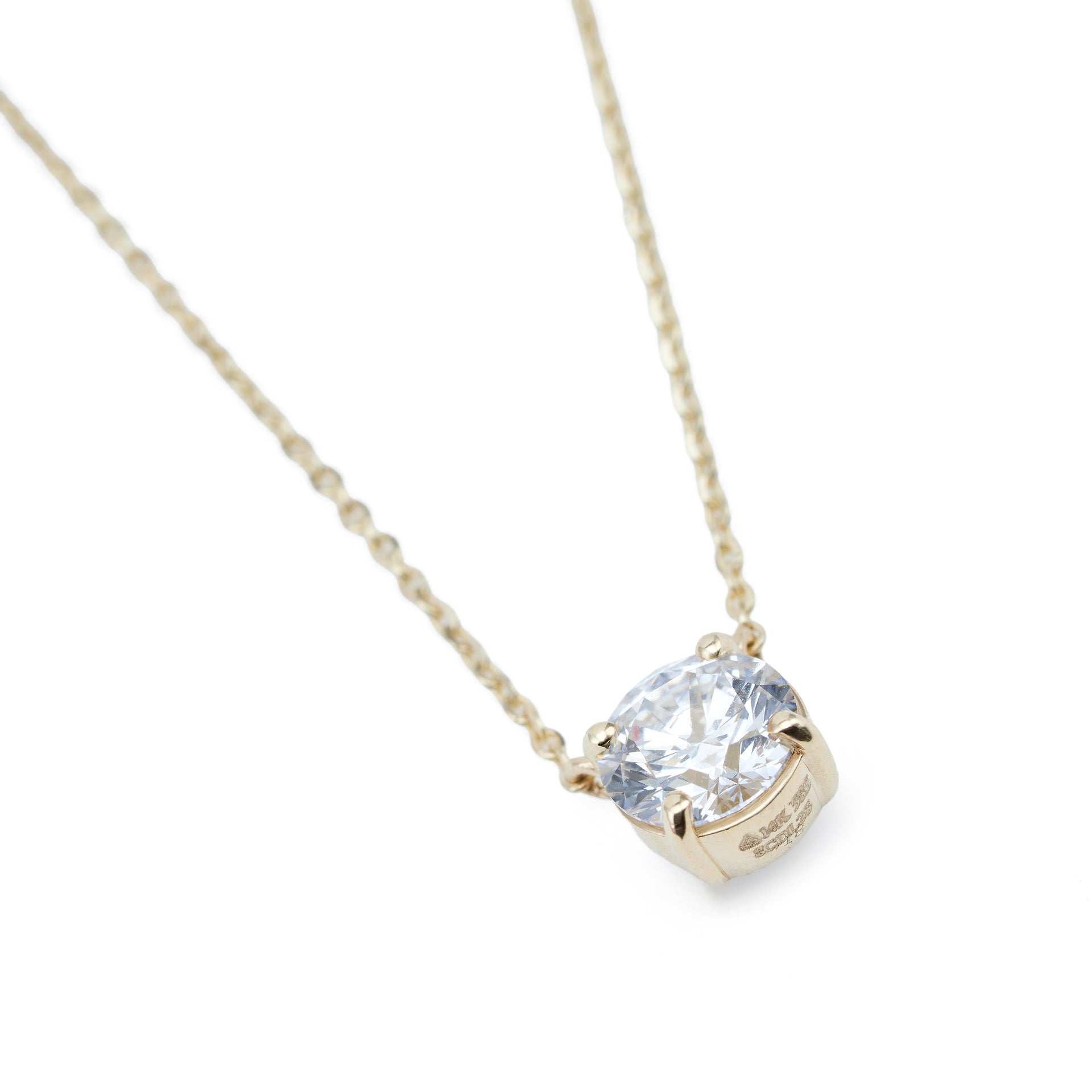 1.5ct Round LGD Solitaire Gold Necklace