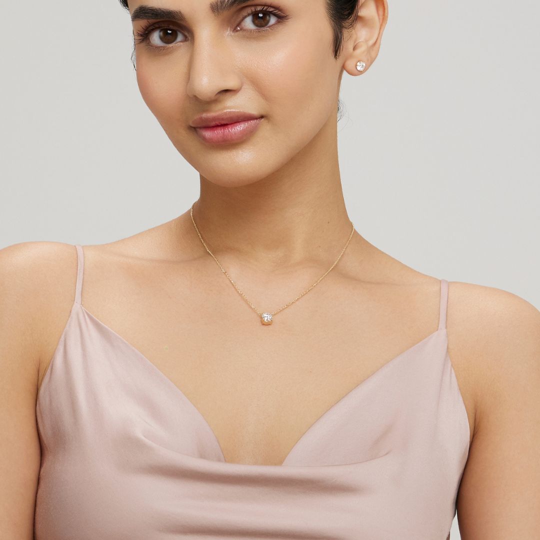 1.5ct Round LGD Solitaire Gold Necklace