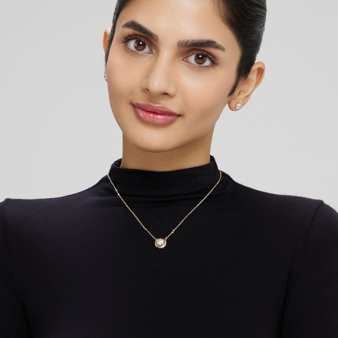 1.5ct Round LGD Solitaire Gold Necklace