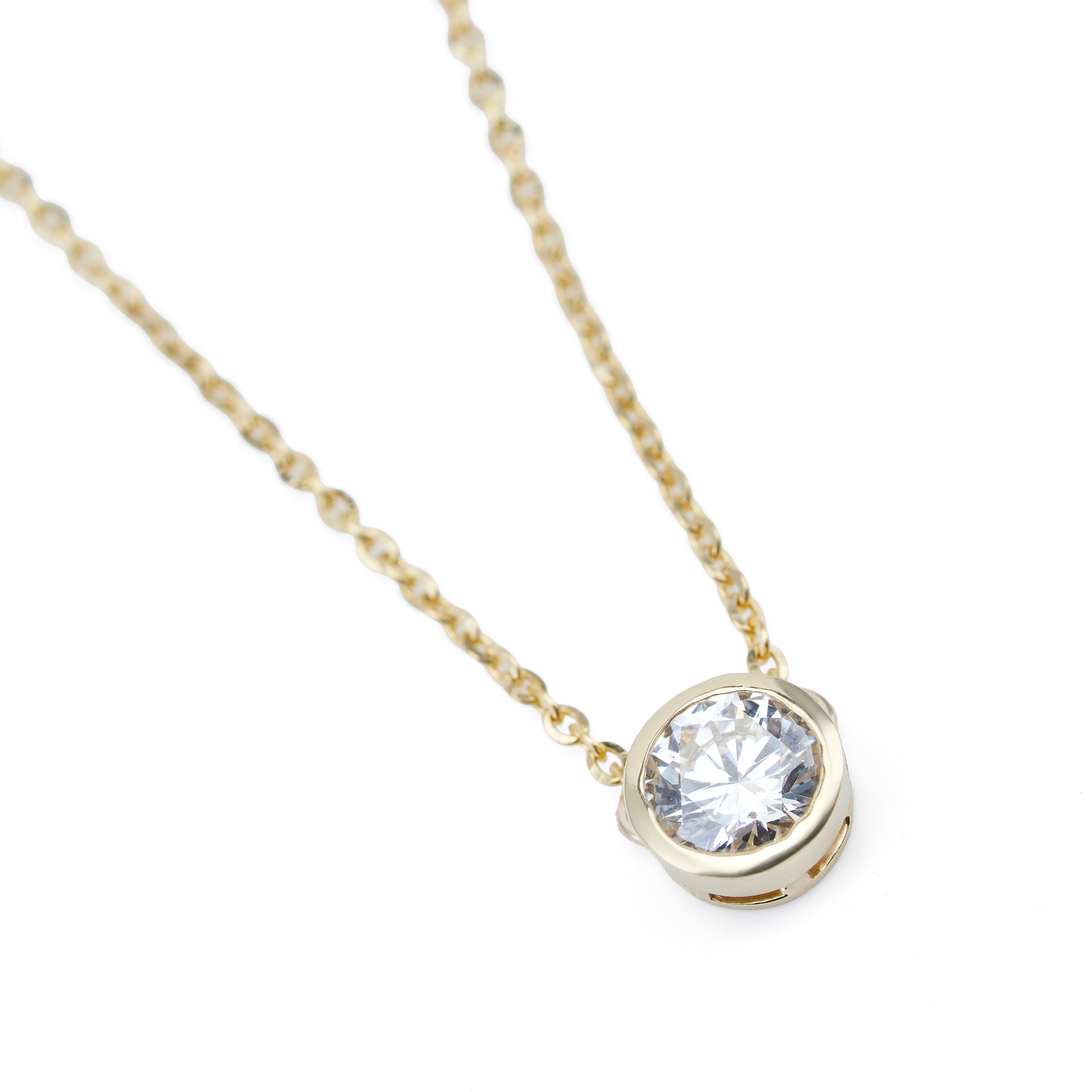 1ct Round LGD Gold Necklace- Bezel