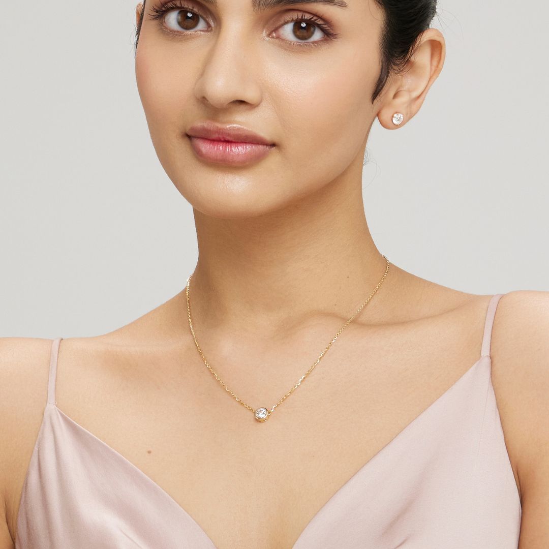 1ct Round LGD Gold Necklace- Bezel
