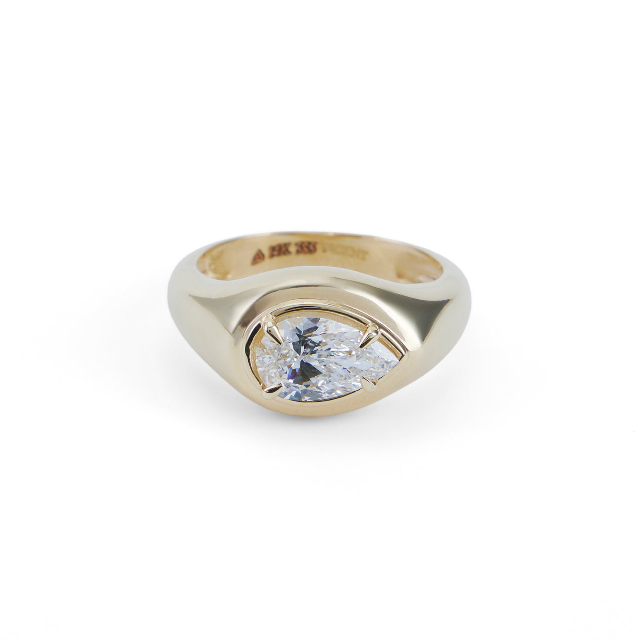 1ct Pear LGD Signet Ring-East West