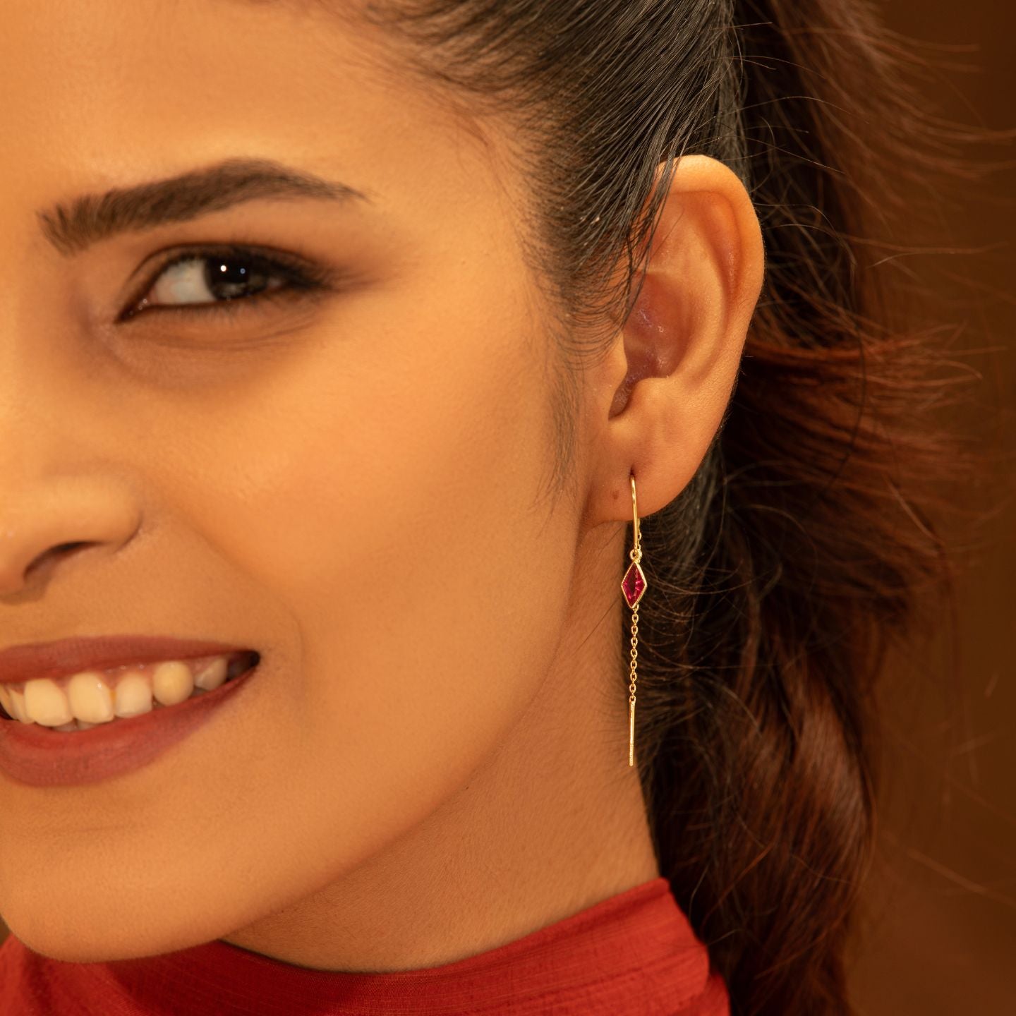 Srinagar Earrings- Red