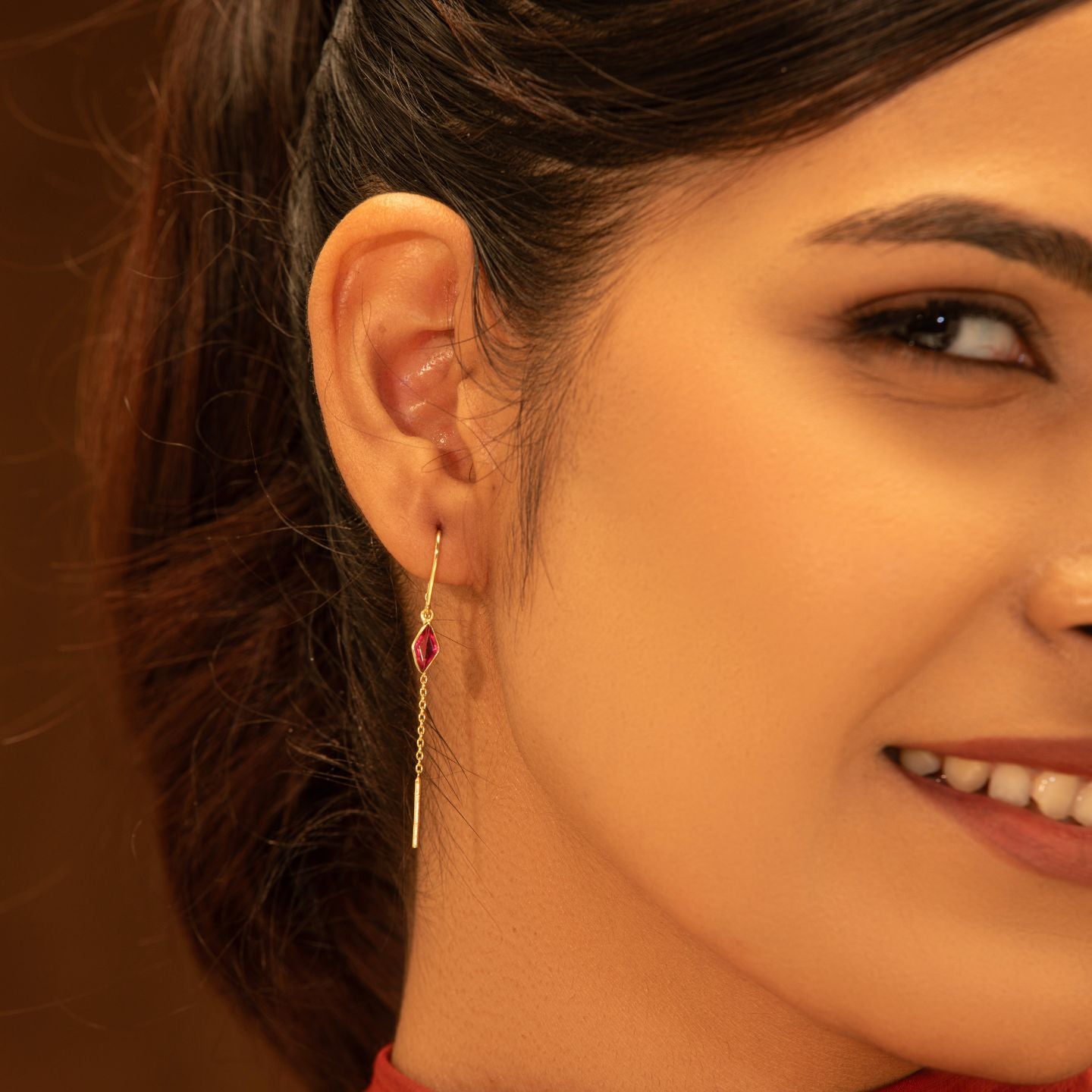 Srinagar Earrings- Red