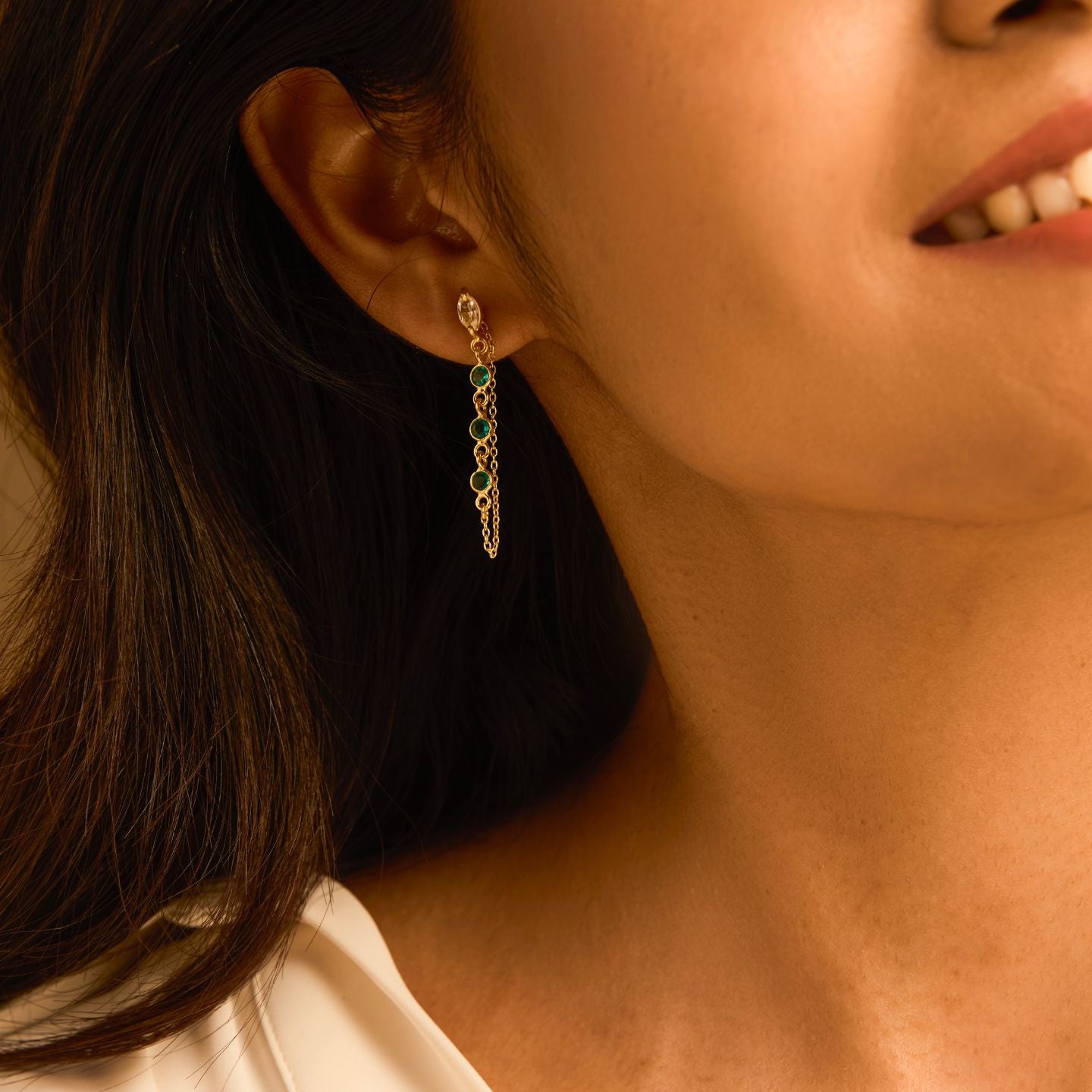 Emerald String Earrings